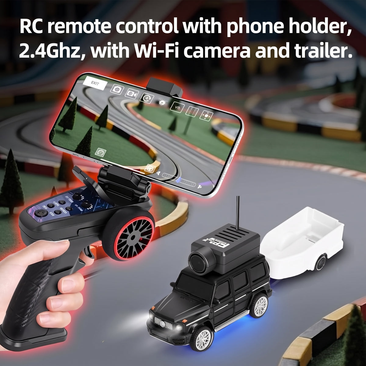 Carro RC Mini com Câmera FPV 720P Controle por APP Wifi Controle Remoto 2.4G Brinquedo de Corrida para Crianças