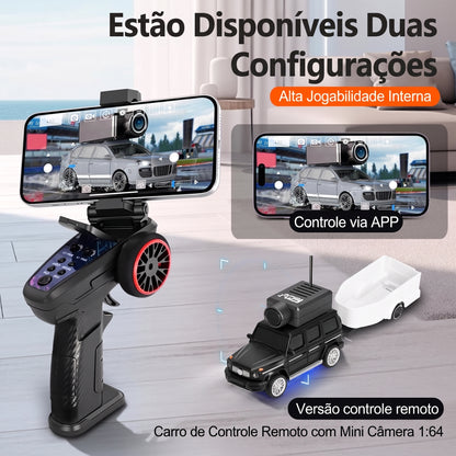 Carro RC Mini com Câmera FPV 720P Controle por APP Wifi Controle Remoto 2.4G Brinquedo de Corrida para Crianças